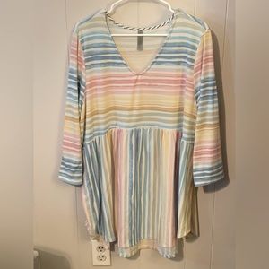 Honeyme Pastel Stripe Babydoll, 3/4 Sleeve XXXL